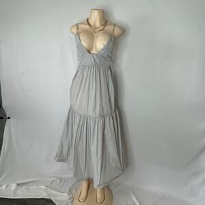 Modern Citizen Taffeta Midi Dress Open Back Bow Minimalist Nylon Gray L